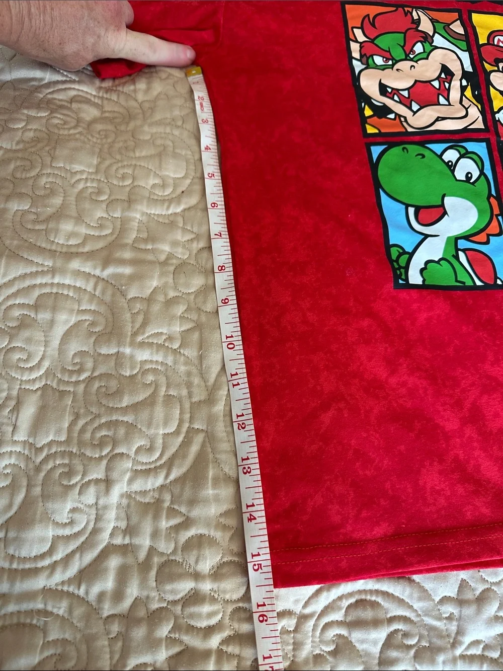 Nintendo Super Mario Red Short Sleeve Tee with Multicolor Character Panels